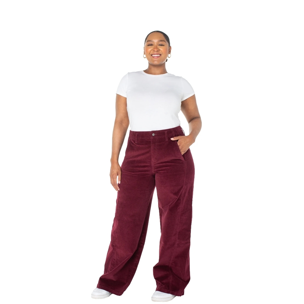 Celebrity Pink Wine/Blood Red Wide Leg Corduroy Pants